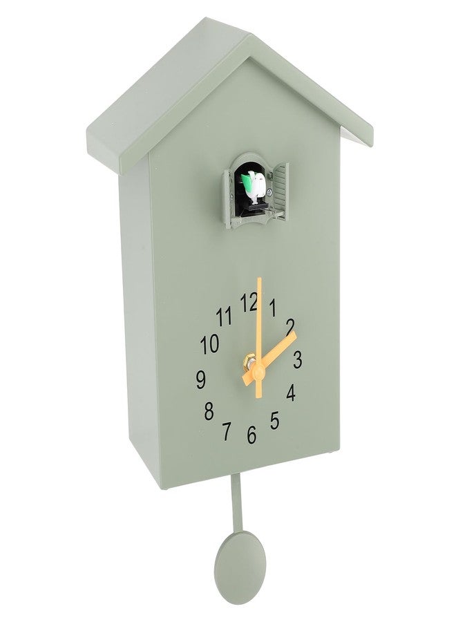 CHEOTIME Cuckoo Wall Clock, Cuckoo Bird Voice Call Nordic Style Bird House Pendulum Wall Clock Birdhouse Clock Timed Alarm Clock for Office Bedroom Living Room (Green, Approx. 20x25x9cm / 7.9x9.8x3.5in) - Image 1